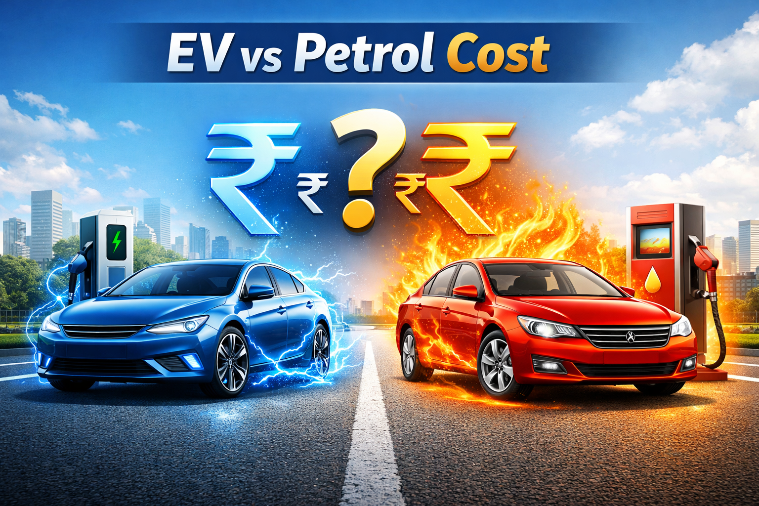 electric car vs petrol car running cost comparison in india infographic